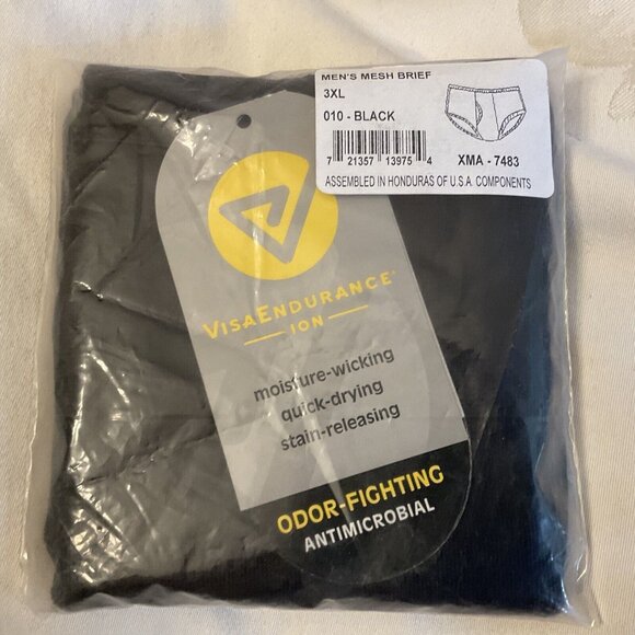 VisaEndurance Quick Dry Men’s Mesh Briefs Black Travel Underwear Moisture Wickin - Picture 1 of 6
